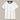 White t-shirt with black trim on a beige background