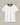White t-shirt with black trim on a beige background